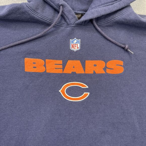 Chicago Bears Hoodie Mens Large L Blue Reebok Pullover Pocket Y2K NFL READ - Picture 2 of 9